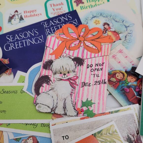 Large Lot of Vintage Gift Tags Stickers Cards Holiday Christmas - Picture 4 of 10